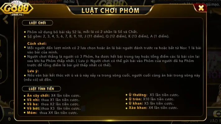 Bí Kíp Đánh Phỏm Go88 Đỉnh Cao - Ôm Thưởng Liền Tay 2 Quy tắc đánh và tính tiền trong game Phỏm