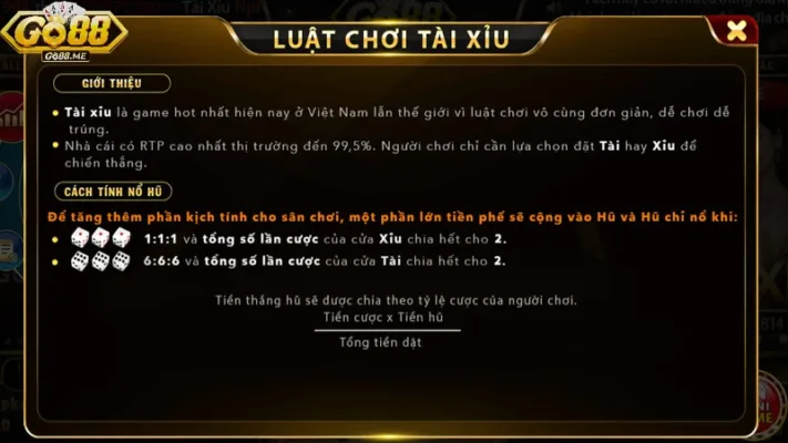 Kinh Nghiệm Chơi Tài Xỉu Online Go88 Thắng Nhanh Nhất 3 Luật đánh tài xỉu online hiển thị rõ ràng