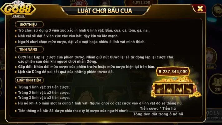 Trải Nghiệm Bầu Cua Tôm Cá Go88 Thử Vận May “Đổi Đời” 3 Quy tắc cược bầu cua rõ ràng tại cổng game Go88